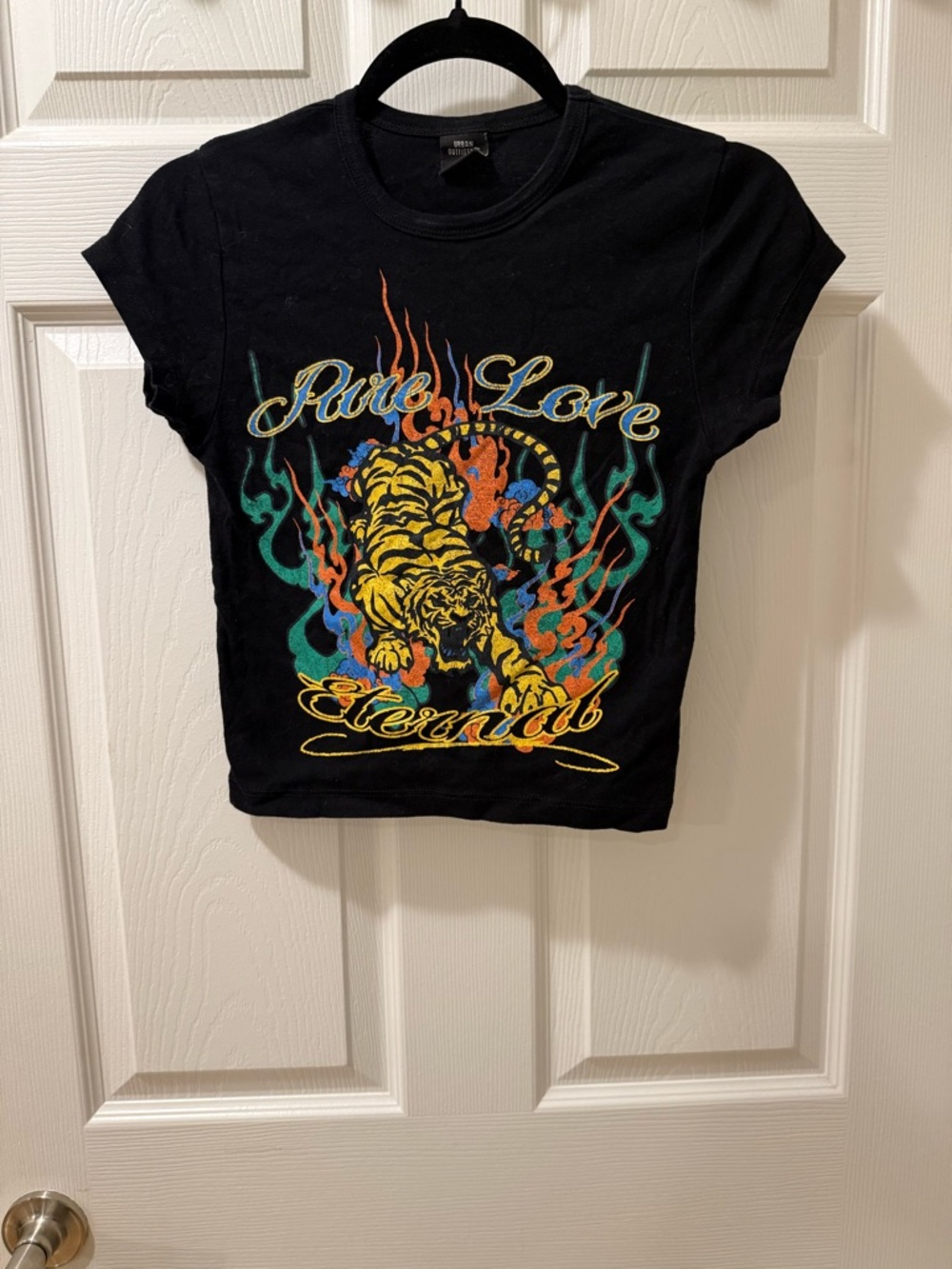 Urban Outfitters Black 'Pure Love Eternal' Tiger Graphic Tee - Kids